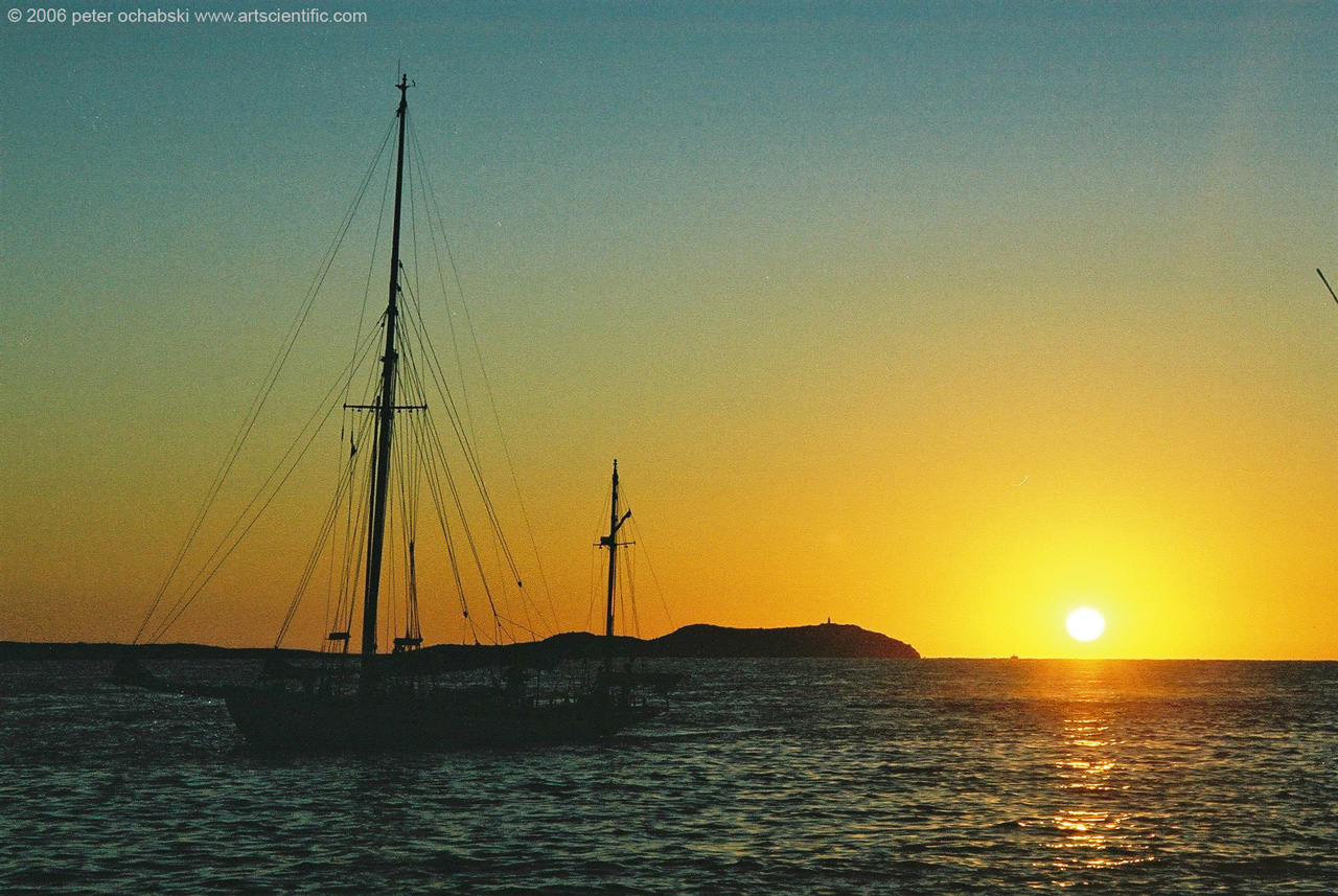sant antoni ibiza sunset sailboat